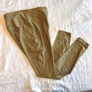Lululemon Olive Green Full Length Fleece Lined Leggings